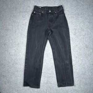Levi Denim Jeans Womens 27x30 Black 501 90s Vintage Aesthetic Straight Leg
